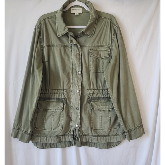 Anthropologie Marrakech Geneva Anorak Green Cargo Utility Jacket Large - Picture 4 of 9